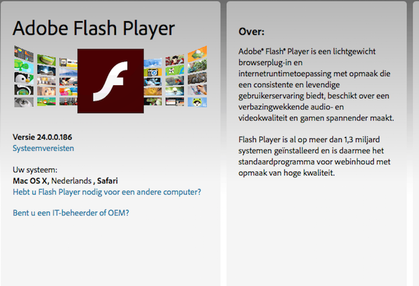 adobe flash player for mac says close safari